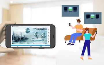 HTC's demonstration of VR and AR use cases at MWC 2022, replete with an imaginary phone.