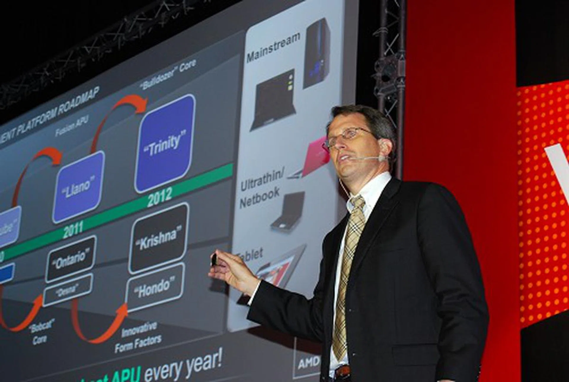 AMD's Senior VP and GM of Products Group, Rick Bergman, shows off next year's best APU product - Trinity.