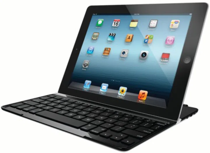 The keyboard has a built-in stand that holds your iPad steady so you can type an email or watch a movie with ease.  (Image source: Logitech)