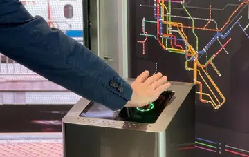 Pay-by-palm terminal at Visa's Singapore Innovation Centre.