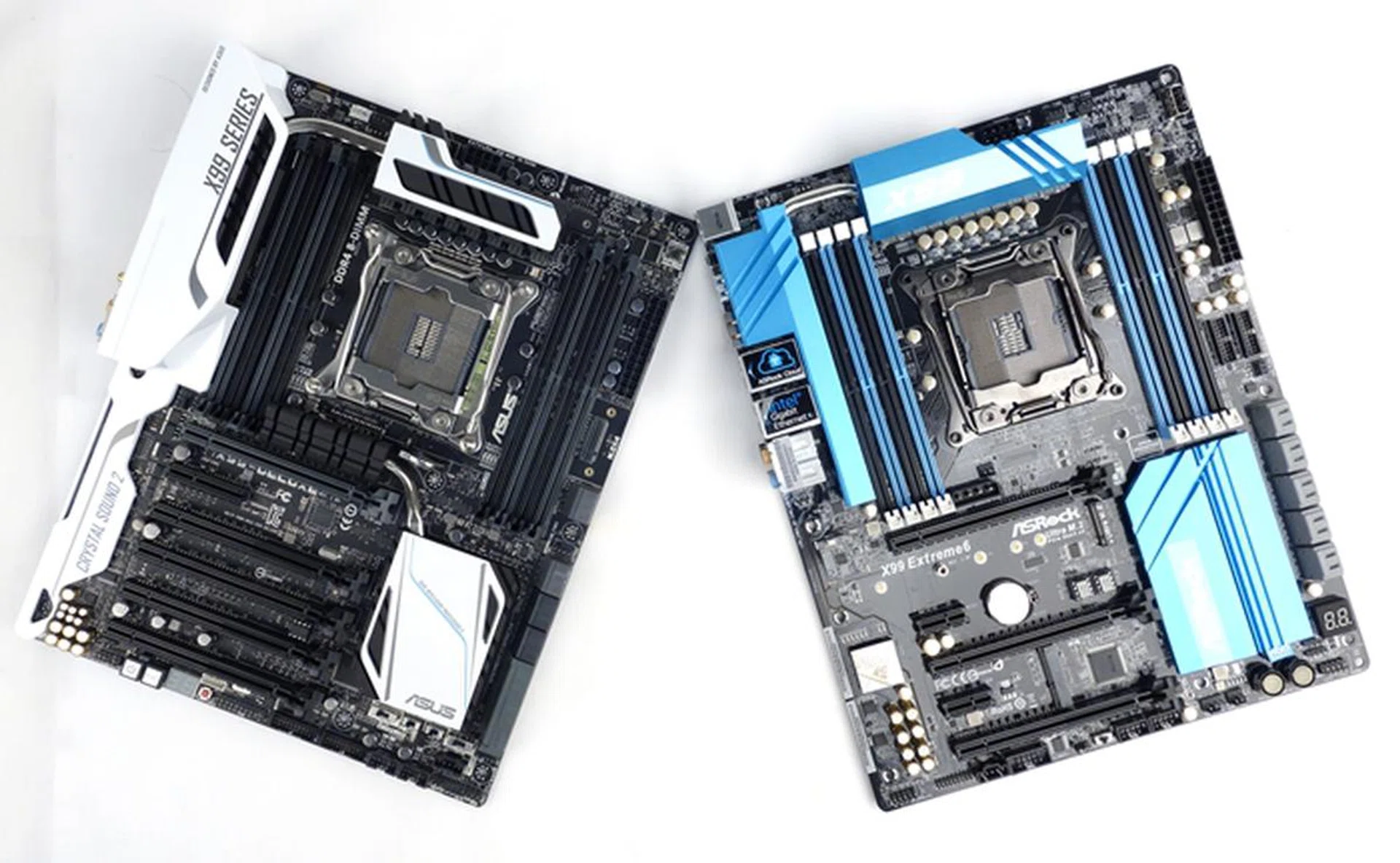 Each board brings a difference user experience for the Intel X99 platform. The ASUS X99-Deluxe is bold in looks, with an impressive feature set. The ASRock X99 Extreme6 boasts of a stronger overclocking performance. Under normal testing procedures, it runs cooler, with a lower power draw than the ASUS board.