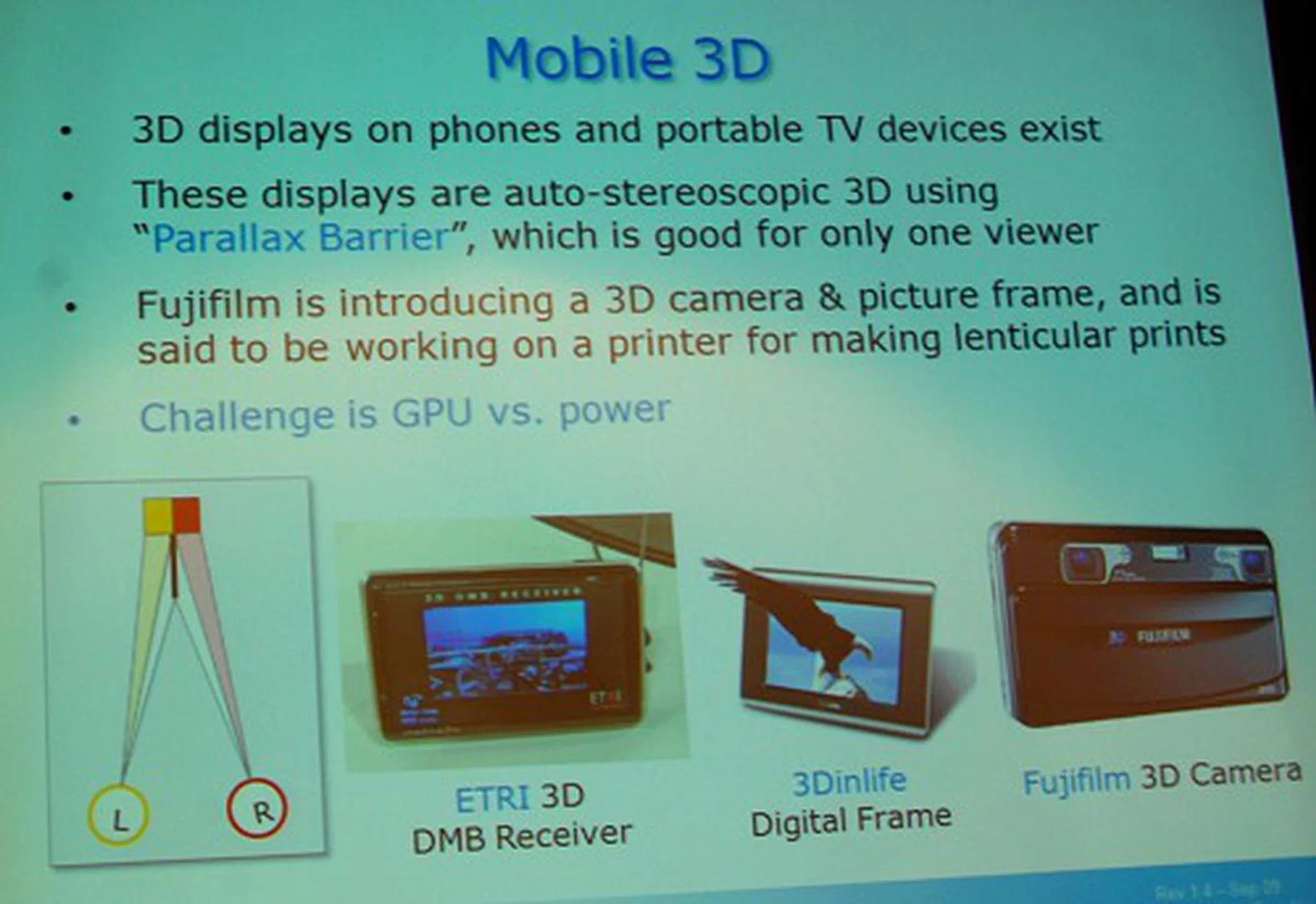 3D displays on the small screen are easy to implement due to the small size and extremely limited viewing angles.