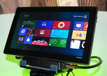 And there she is - Windows 8 running on a Tegra 3 reference platform. Compared to the demos from a year ago, it certainly seems like it's almost ready. But we couldn't get any useful hands-on at the point of reporting this.