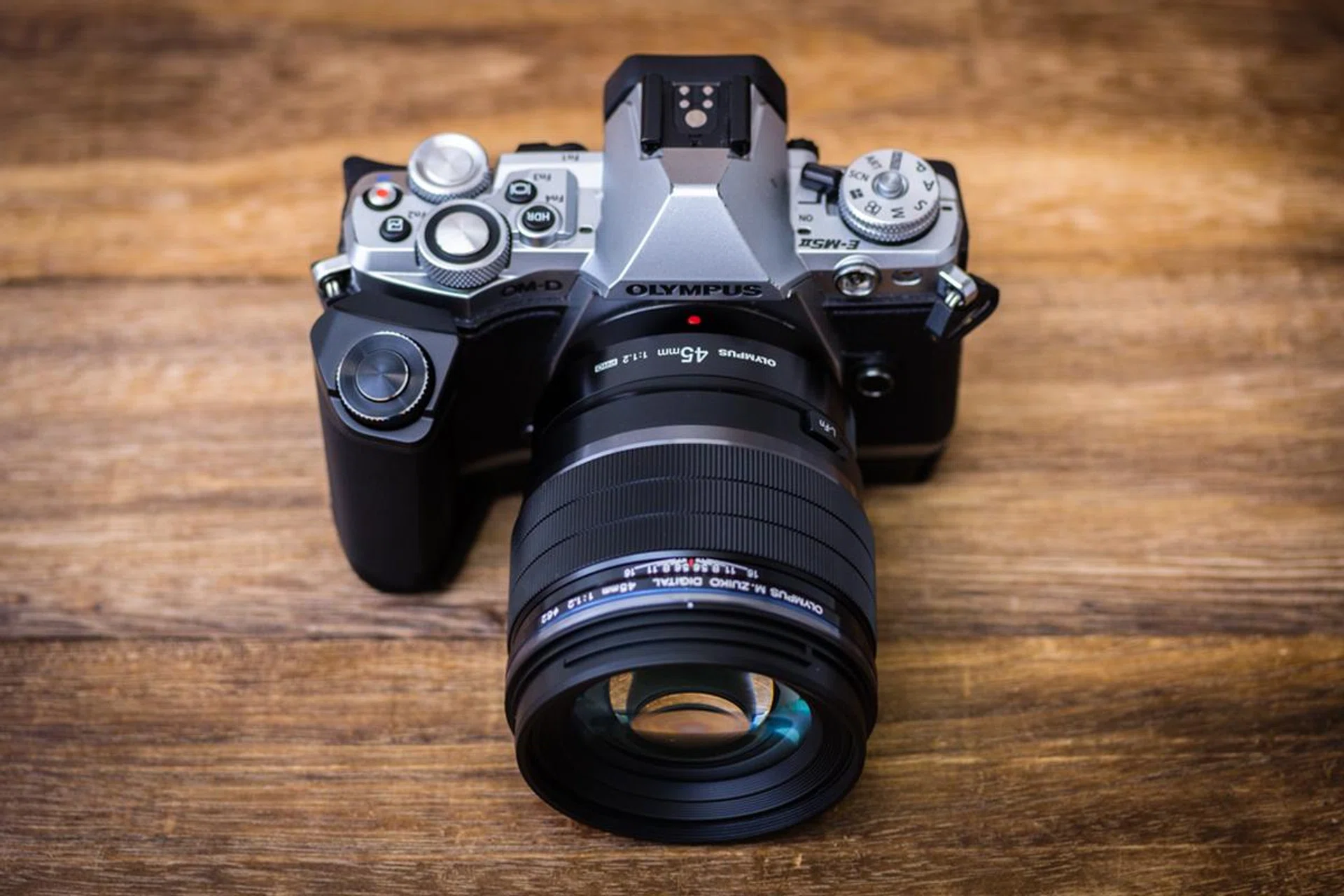 The new 45mm f/1.2 Pro lens on an OM-D E-M5 Mark II.
