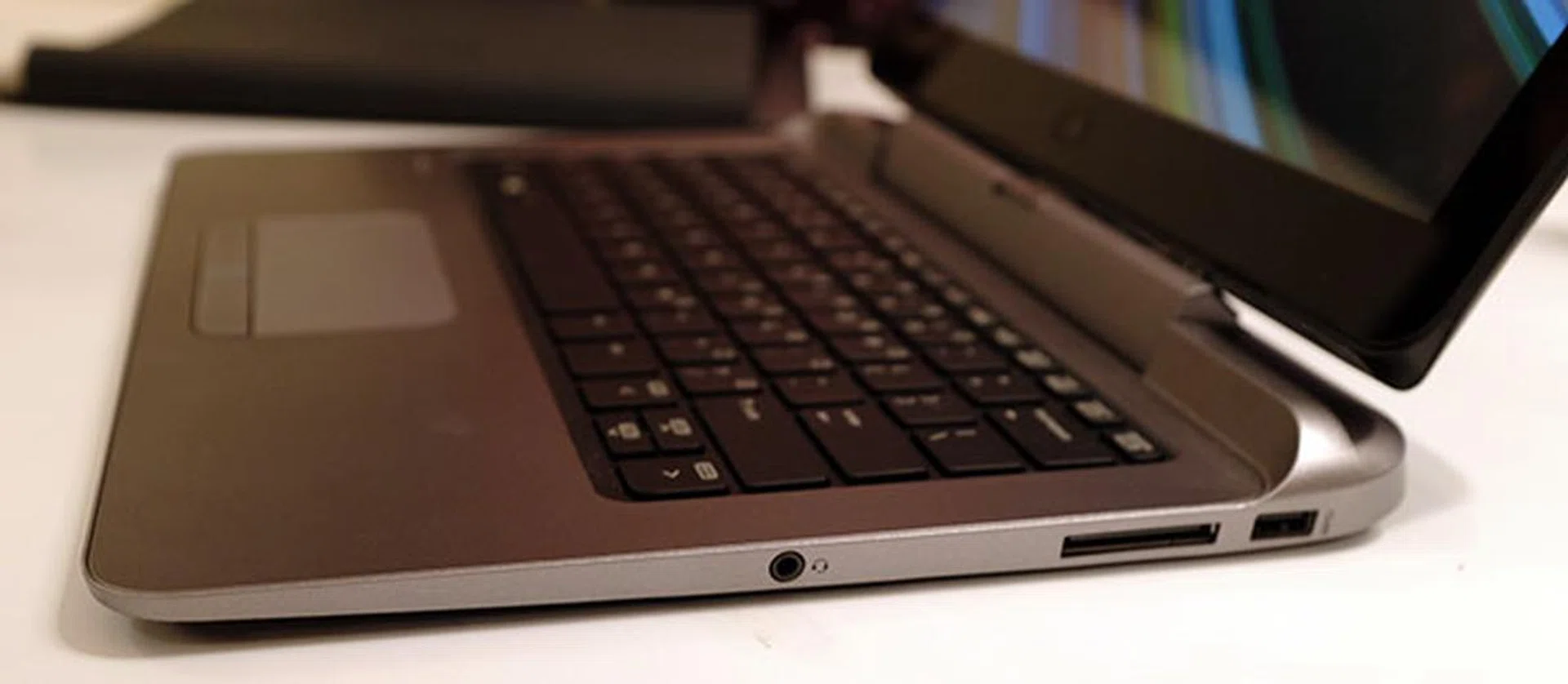 On the right, you'll find an combo audio port, another USB 3.0 port and HP's proprietary connector for one of its UltraSlim docks (which adds more ports).