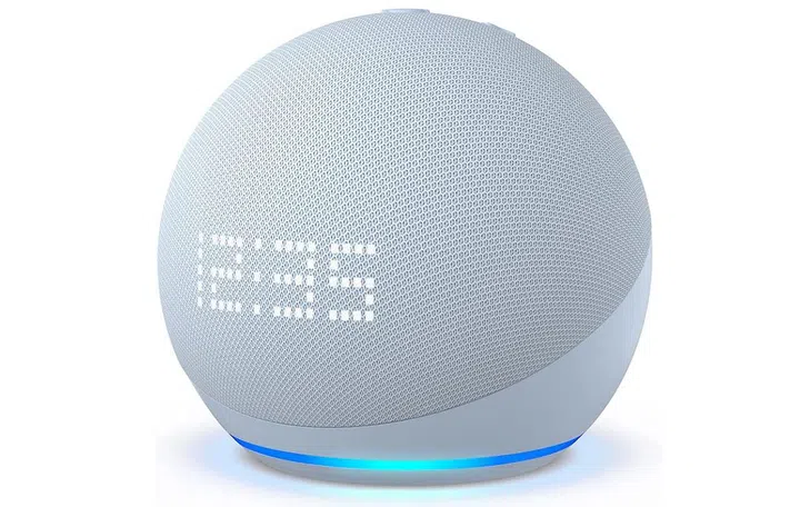 5th-generation Amazon Echo Dot with Clock.