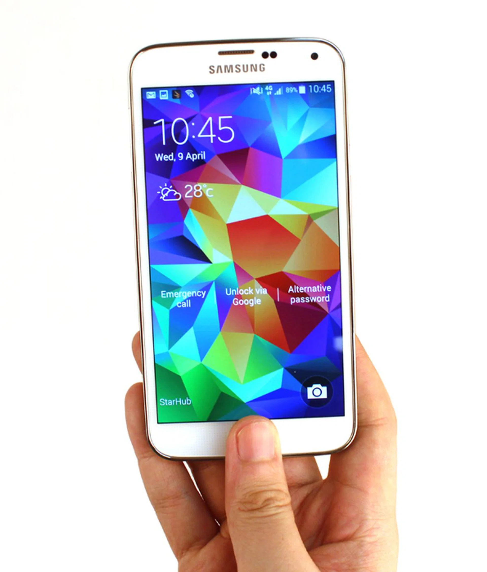 Some phone juggling may be required to fingerprint unlock the S5 one-handed.
