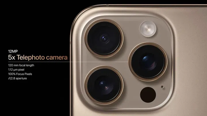 Apple iPhone 16 Pro series telephoto camera. Image: Apple.