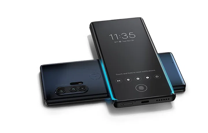 Motorola Edge+ in Thunder Grey.
