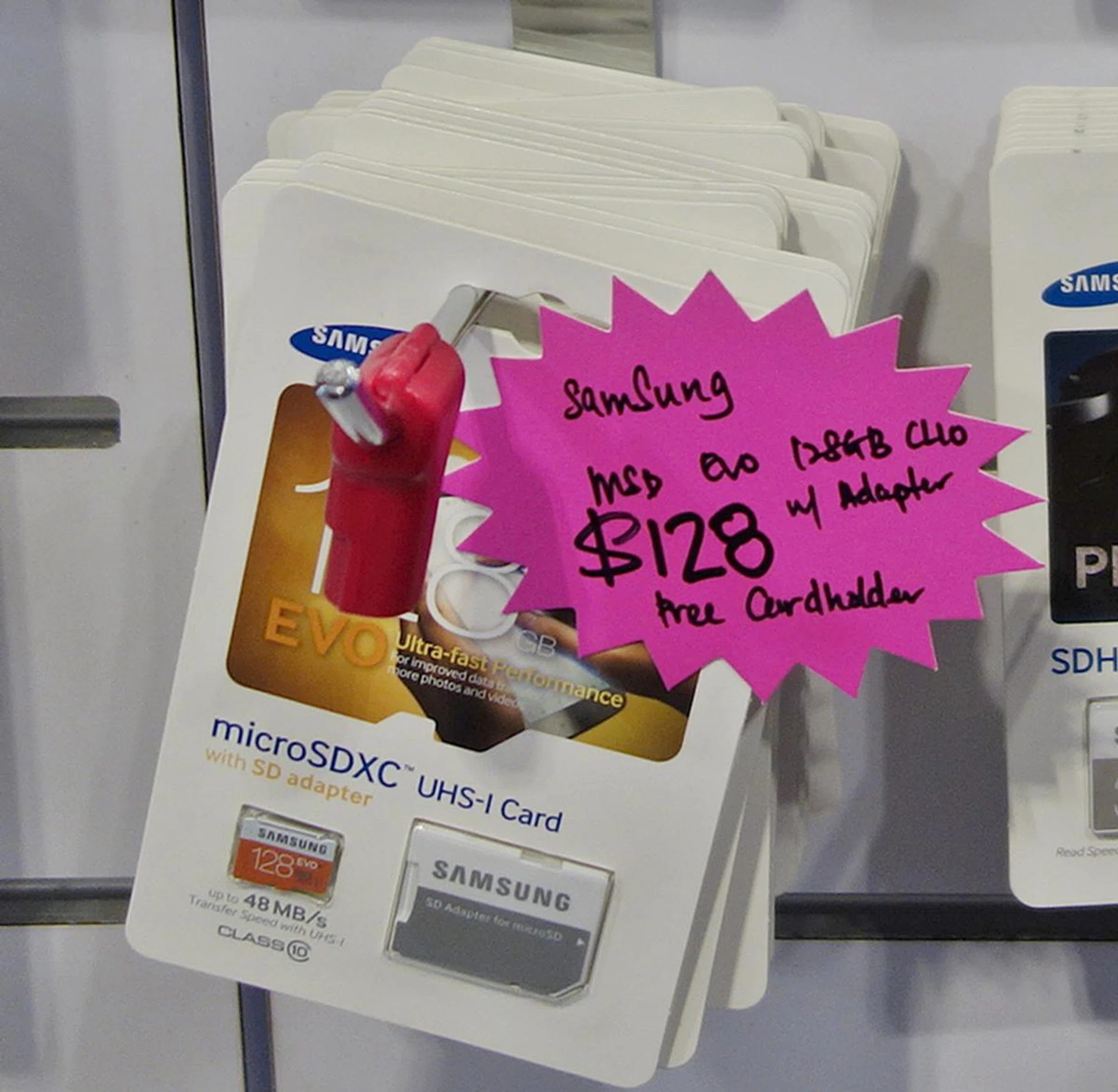 While waiting for the 200GB microSD card, you may want to consider the Samsung microSD Evo with transfer speeds of up to 48MB/s. It retails at S$128, instead of the usual S$178.