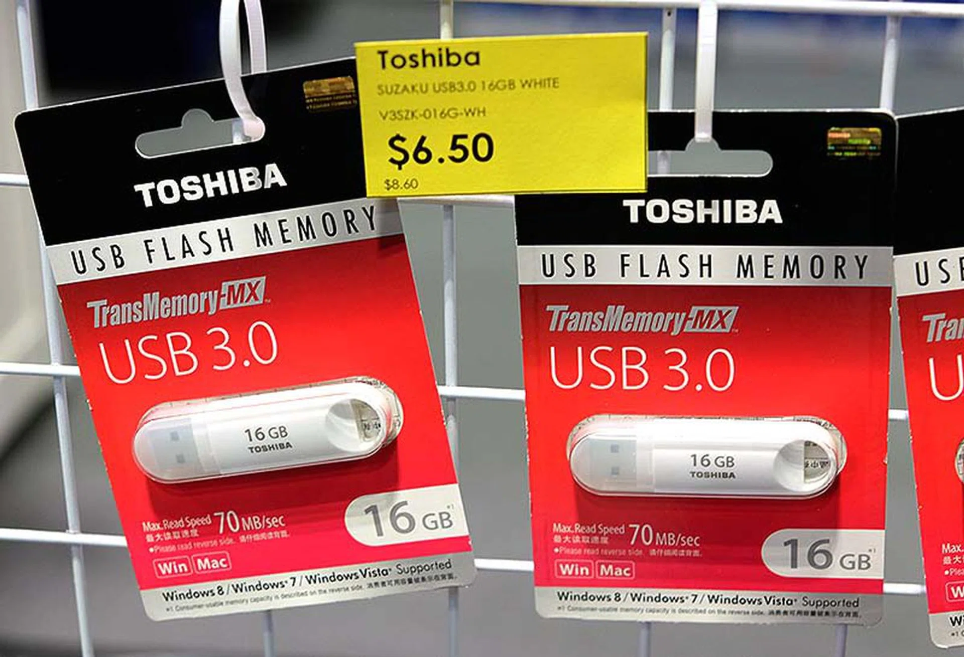 These 16GB USB 3.0 flash drives from Toshiba are just $6.50 (U.P. $8.60).