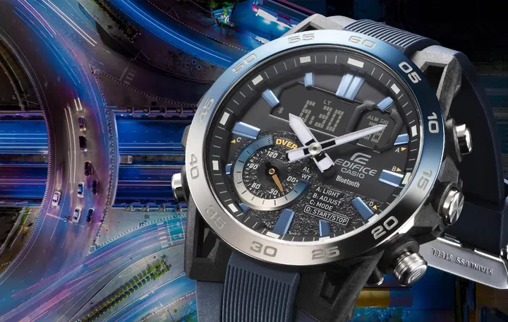 The Casio Edifice ECB-40NP can connect to a smartwatch using Bluetooth. Image source: Casio