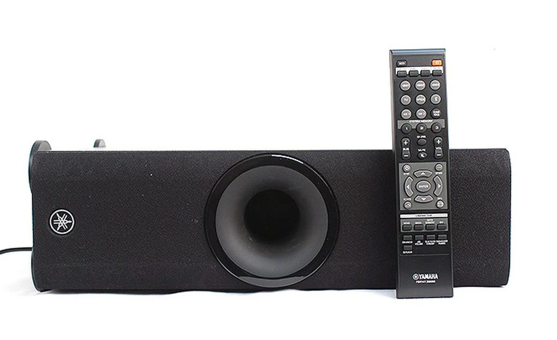 The subwoofer is tall but actually pretty slim and compact. It can be positioned vertically or horizontally.
