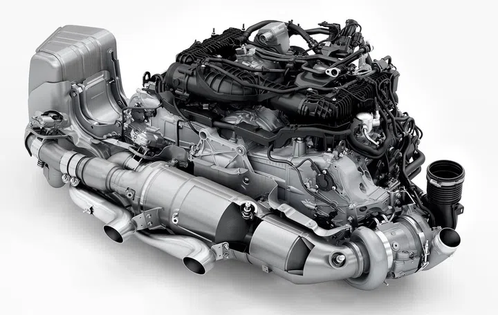 The GTS' 3.6-litre flat-six. Note the single turbo in the bottom right. (Image source: Porsche)