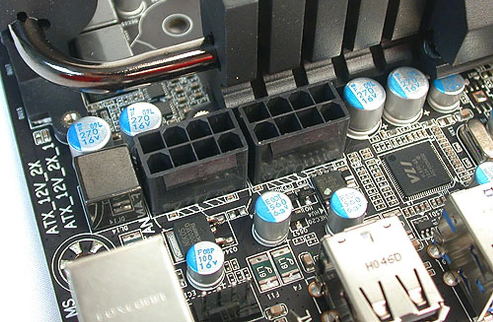 Whether you will actually use it is another question, but Gigabyte has provided for a second 8-pin ATX power connector. 
