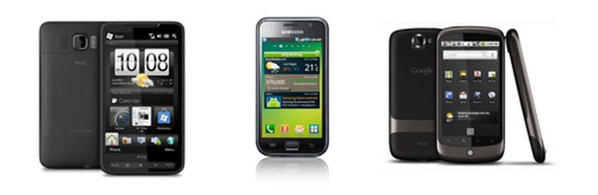Devices such as the HTC HD2 (left), Samsung Galaxy S (center) and Google Nexus One (right) are capable of creating Wi-Fi hotspots to connect your iPad onto the web.