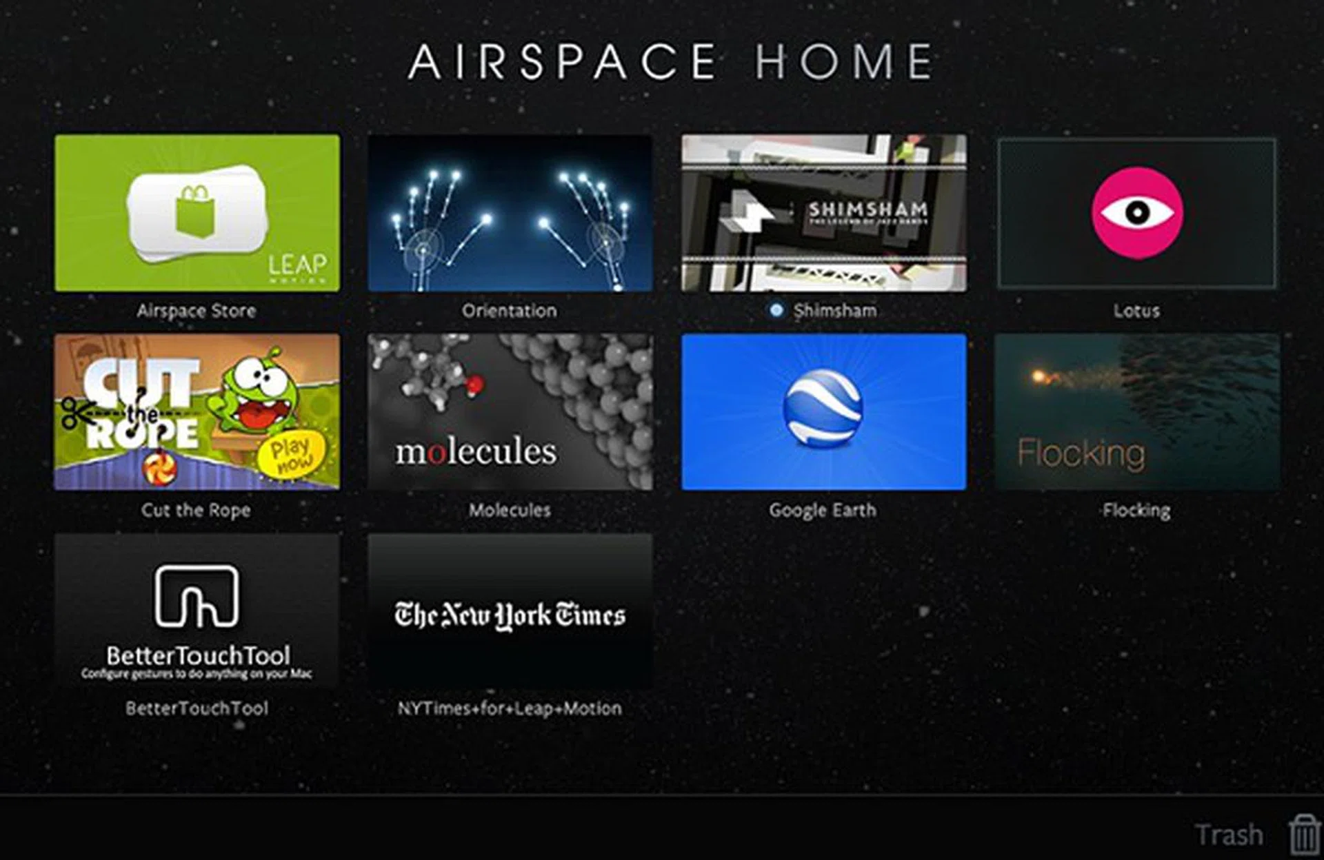 Leap Motion's "Airspace" software is required to kick-start using the controller.