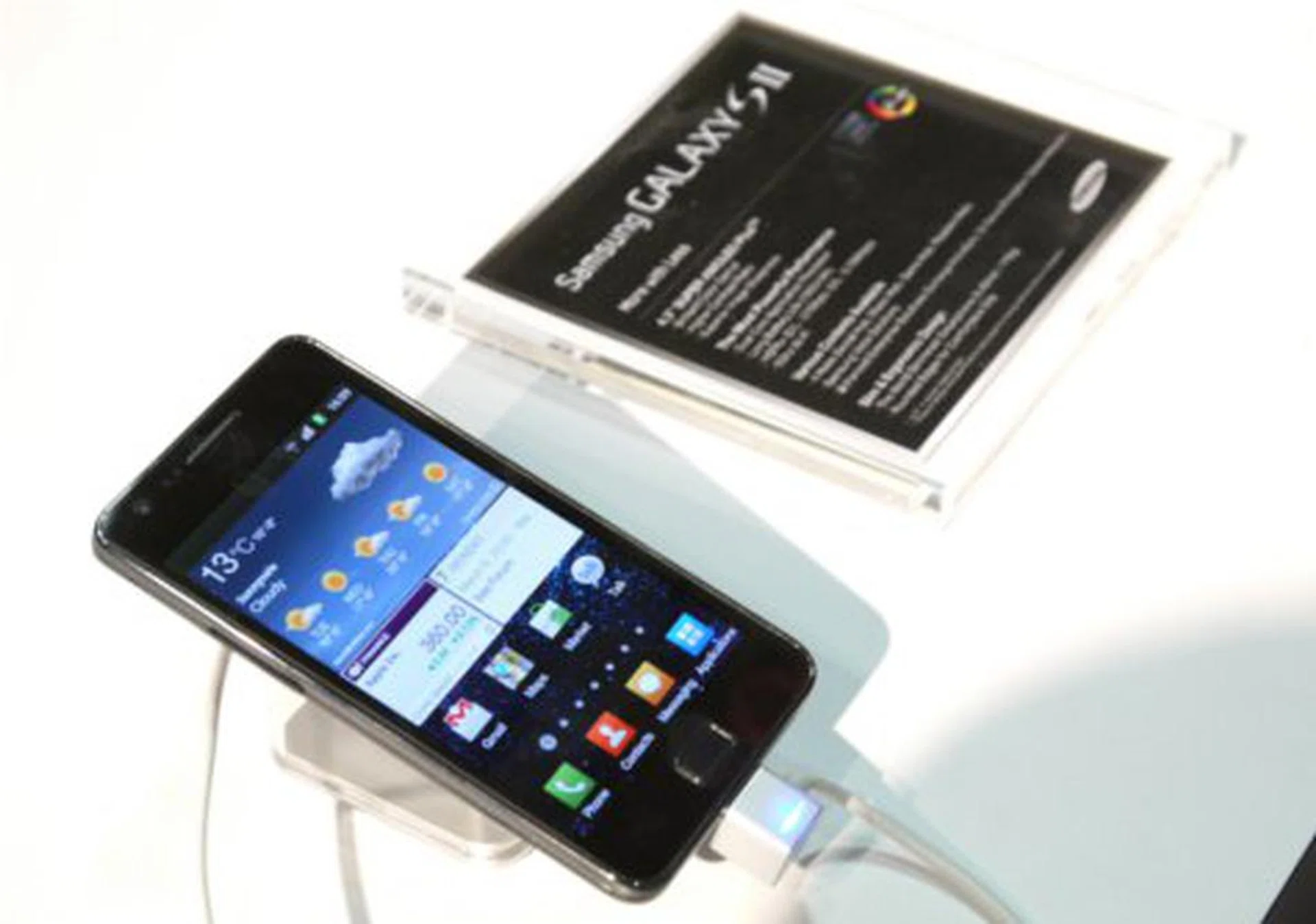 The new Galaxy S II on display at Samsung's booths.