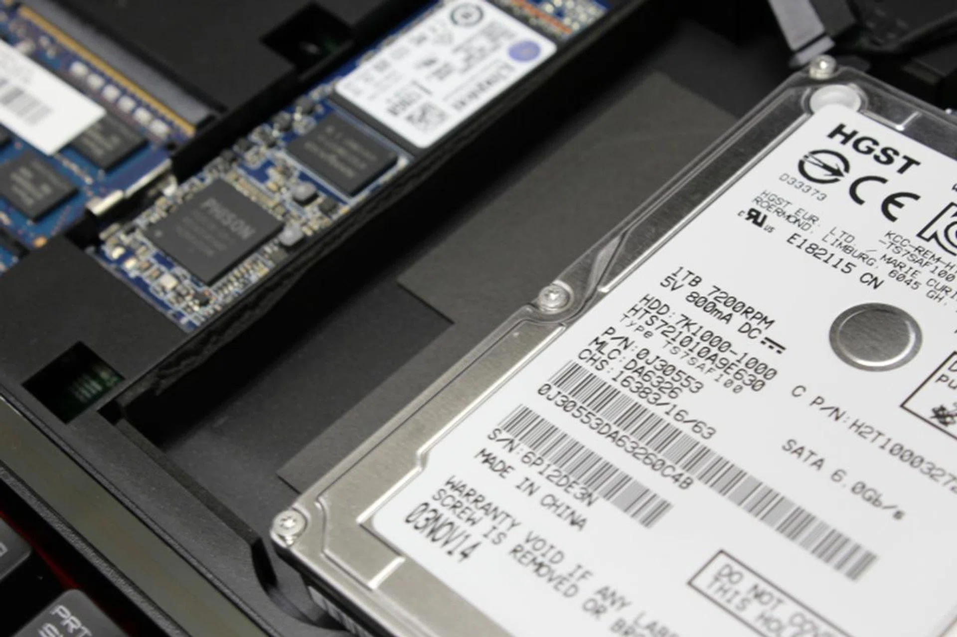 The HDD has no casing, just sponge lining,