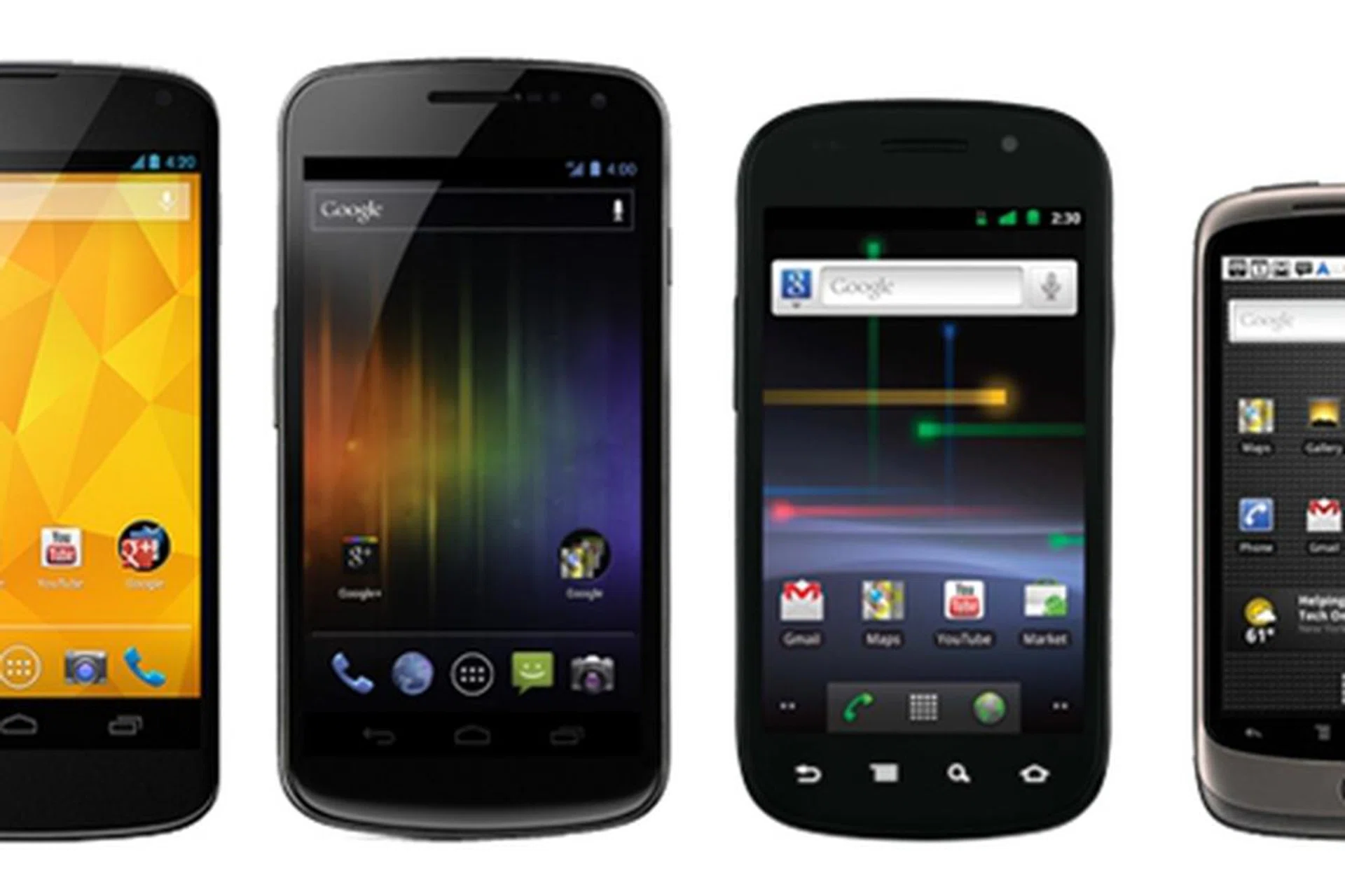The four generations of Nexus phones.