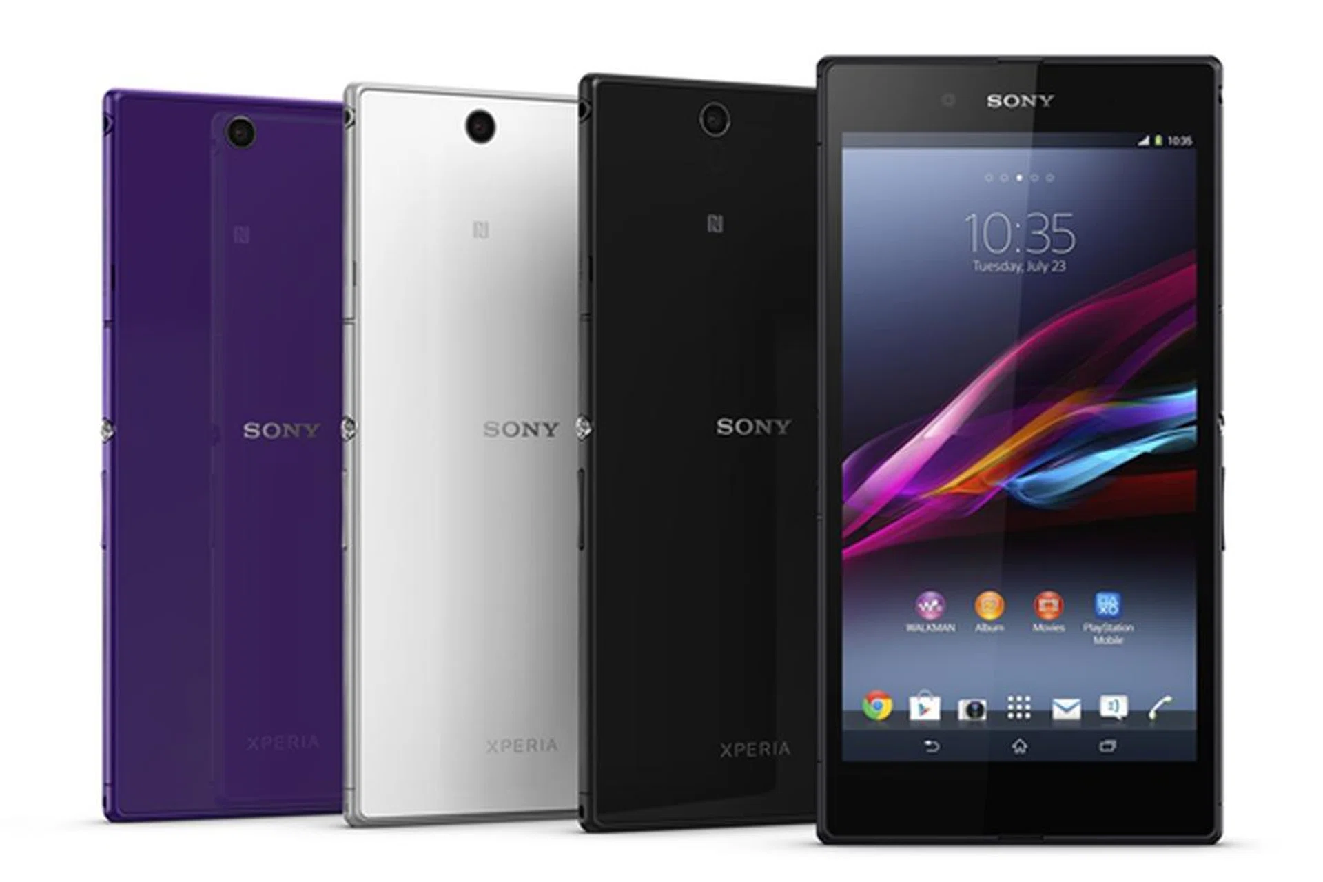 The Sony Xperia Z Ultra will come in three colors: purple, white and black. <br> Image source: Sony