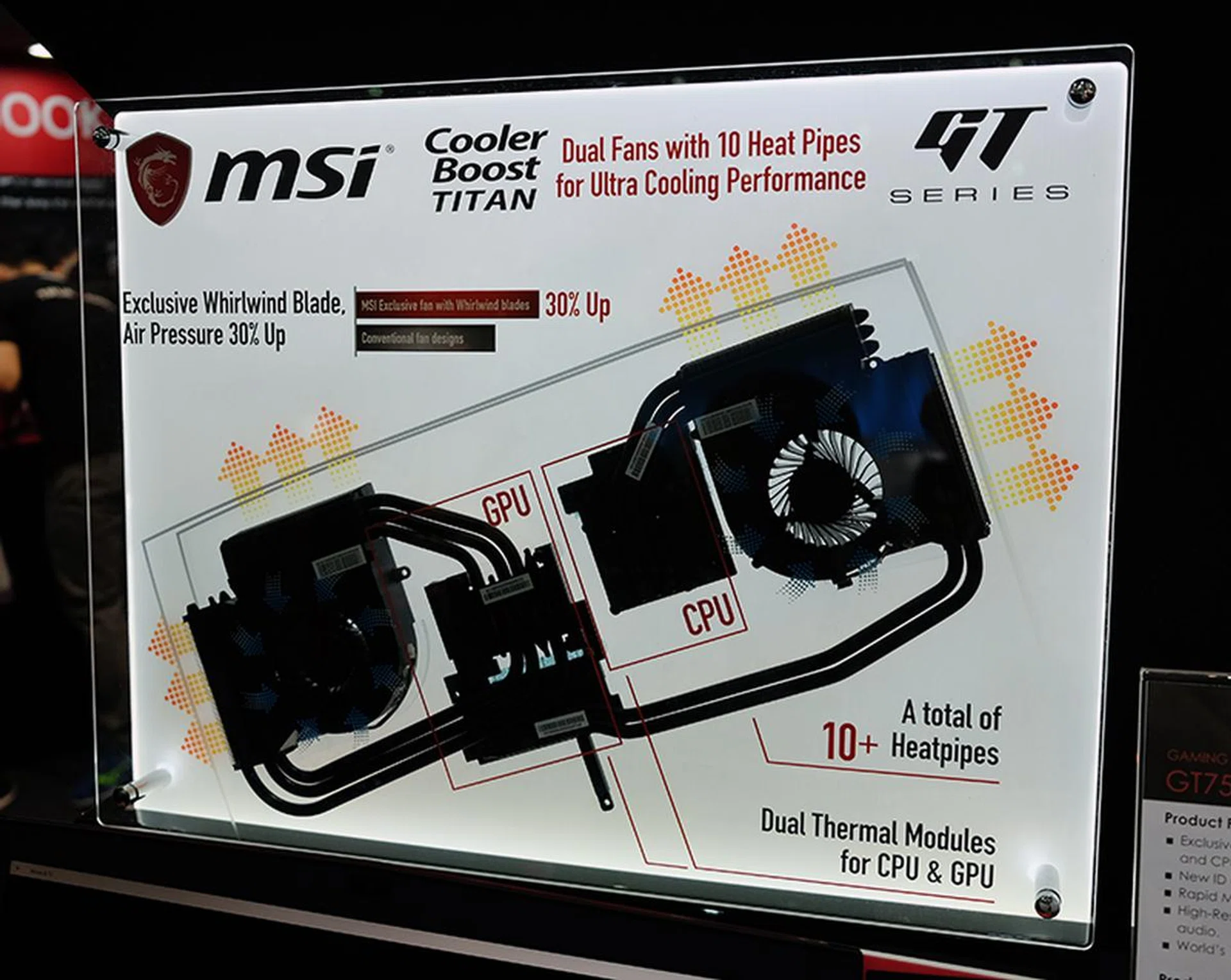 An elaborate cooling system helps keep the GT75VR Titan cool and improves overclocking performance.