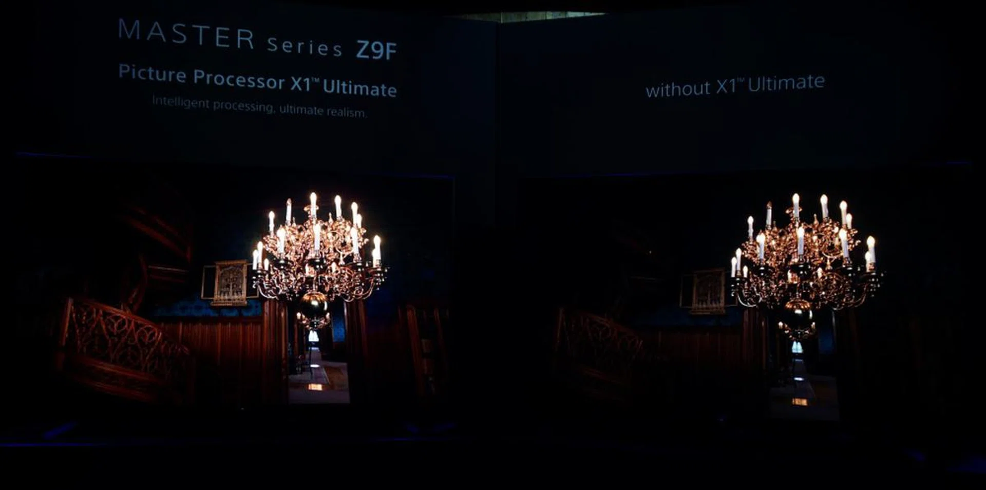 And here’s one last comparison in a dark scene – look at how much more detail the X1 Ultimate has brought to light, literally speaking.