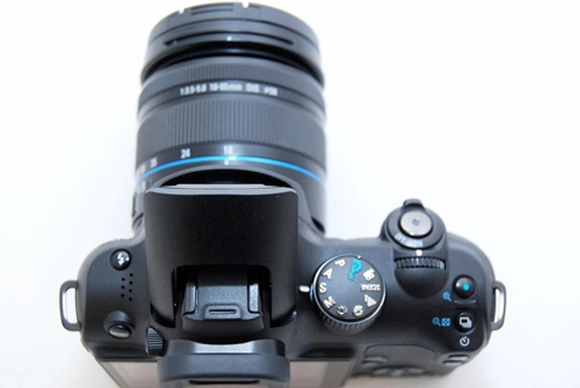 You've seen the front view, so here's a top view of the Samsung NX10.