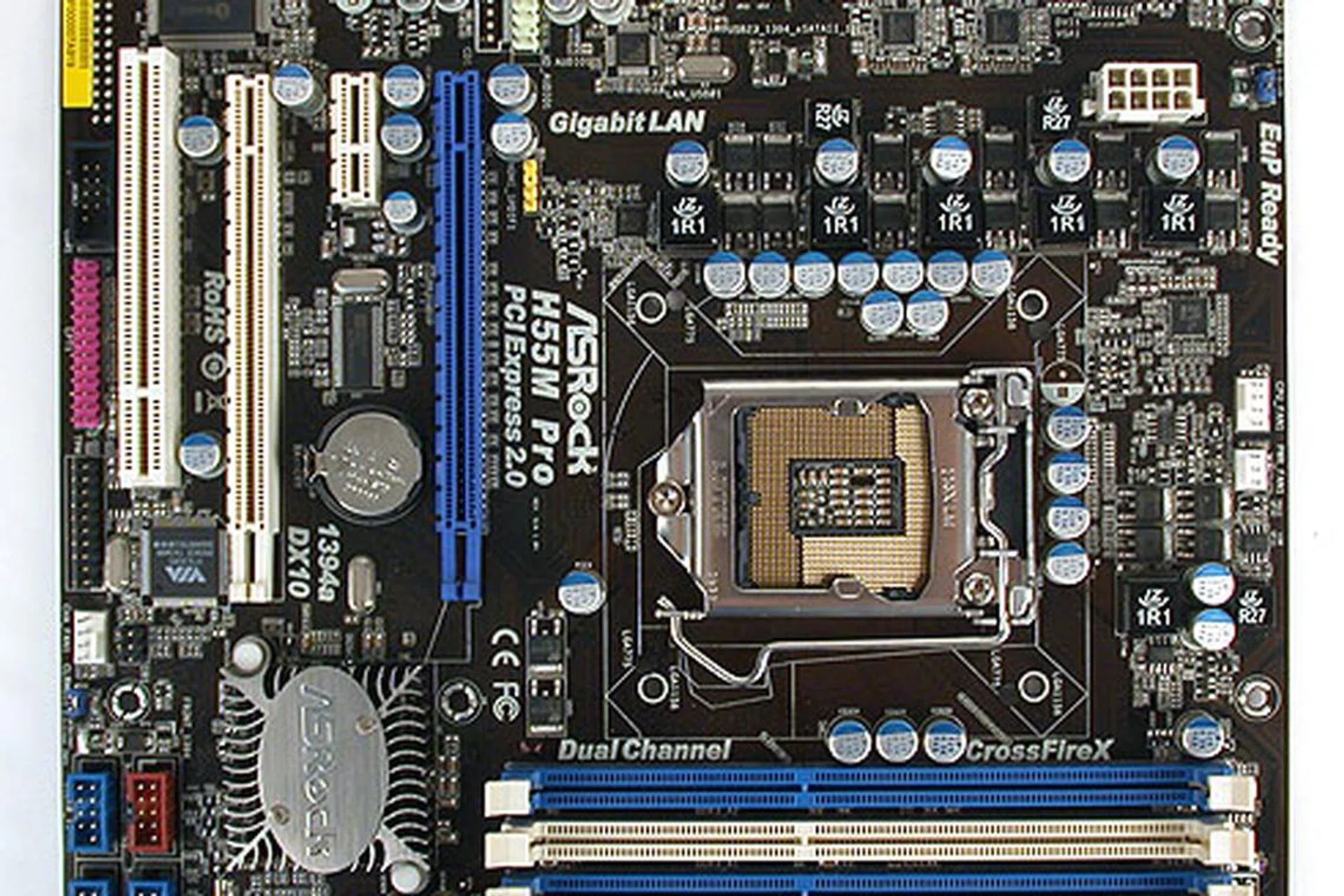 A splash of different colors to denote key elements of the board gives the ASRock a cluttered and messy appearance. 
