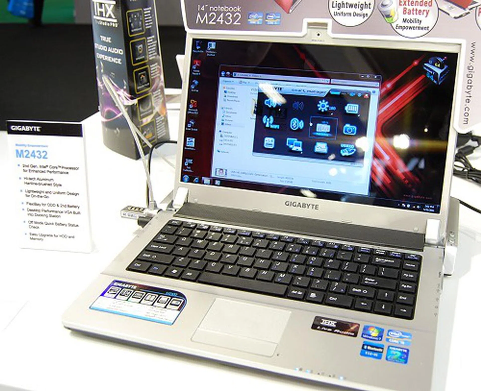 One notch down the line, is this M2432 model that's designed for portability in mind. Sporting a 14-inch screen, 1366 x 768 pixels resolution, Intel Core i3/i5 processor configurations, Intel HM65 chipset, Intel HD Graphics 3000, this notebook weights 1.8kg with an ODD and just 1.65kg without. Its main advantage is the accompanying dock which discrete graphics to boost desktop processing capabilities.