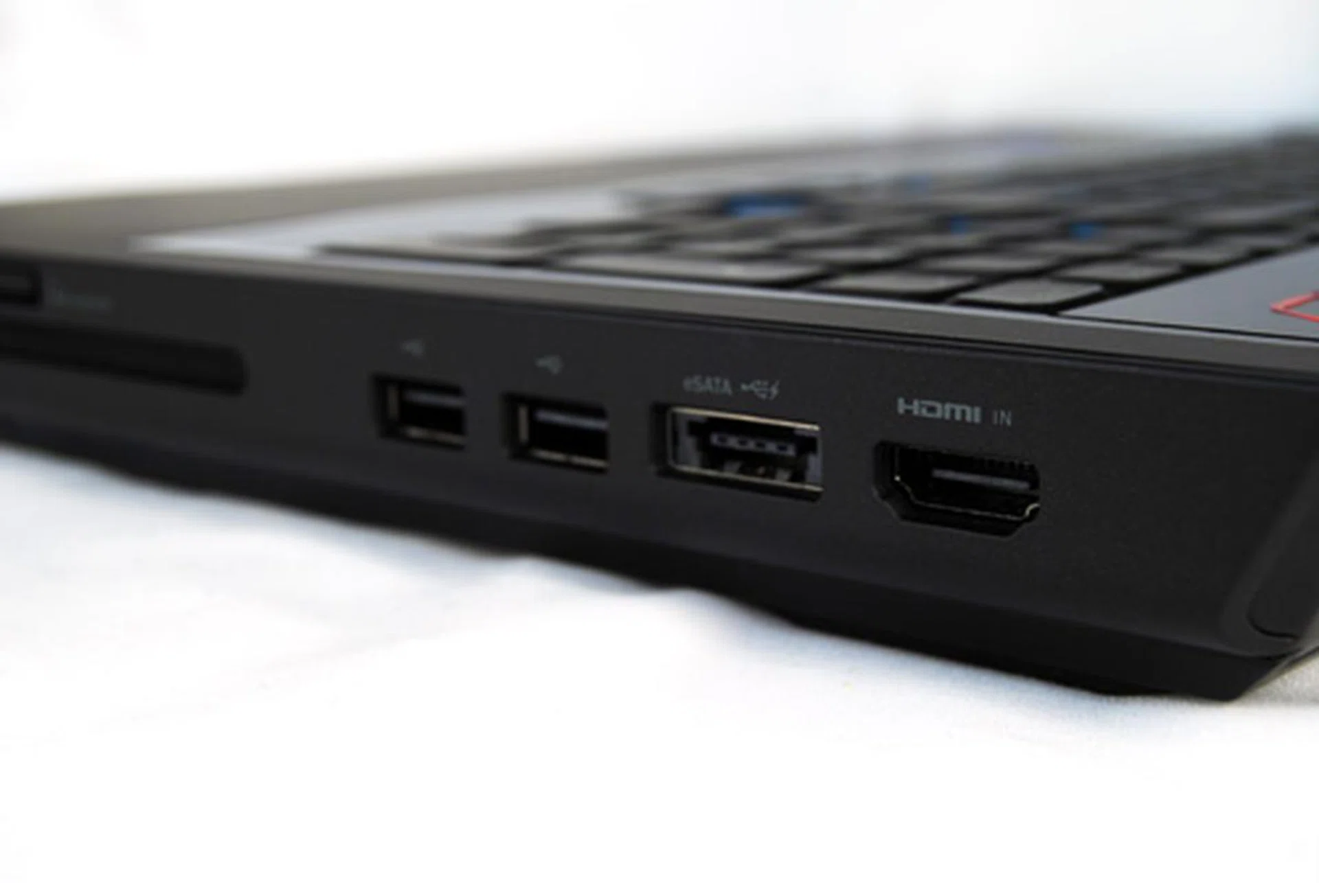 HDMI input is found on the right side, while HDMI output can be found on the left. HDMI input is a rare connectivity option and should be useful for video capture purposes from video camcorders or other such sources.