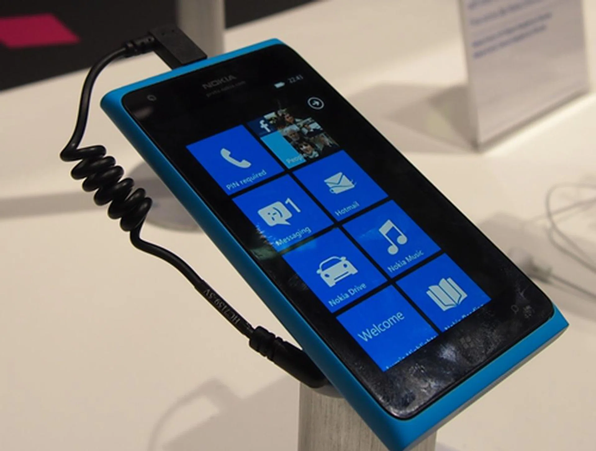 The Nokia Lumia 900 is the first among the series to feature a front facing camera for video calls and self shots. It has a 4.3-inch ClearBlack AMOLED display and a 8-megapixel rear camera with Carl Zeiss lens.