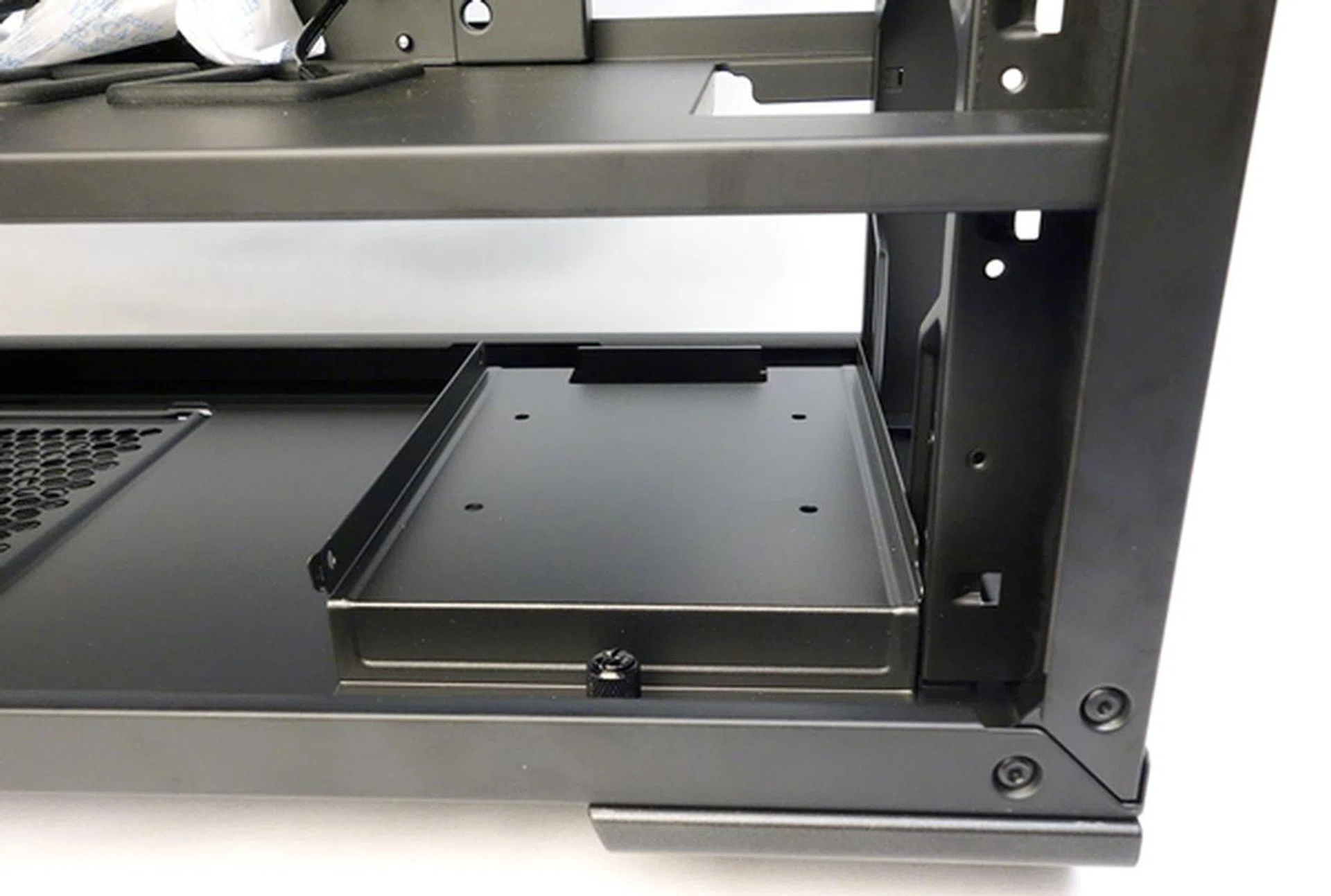There's a removable drive tray, which is located near the front of the chassis.