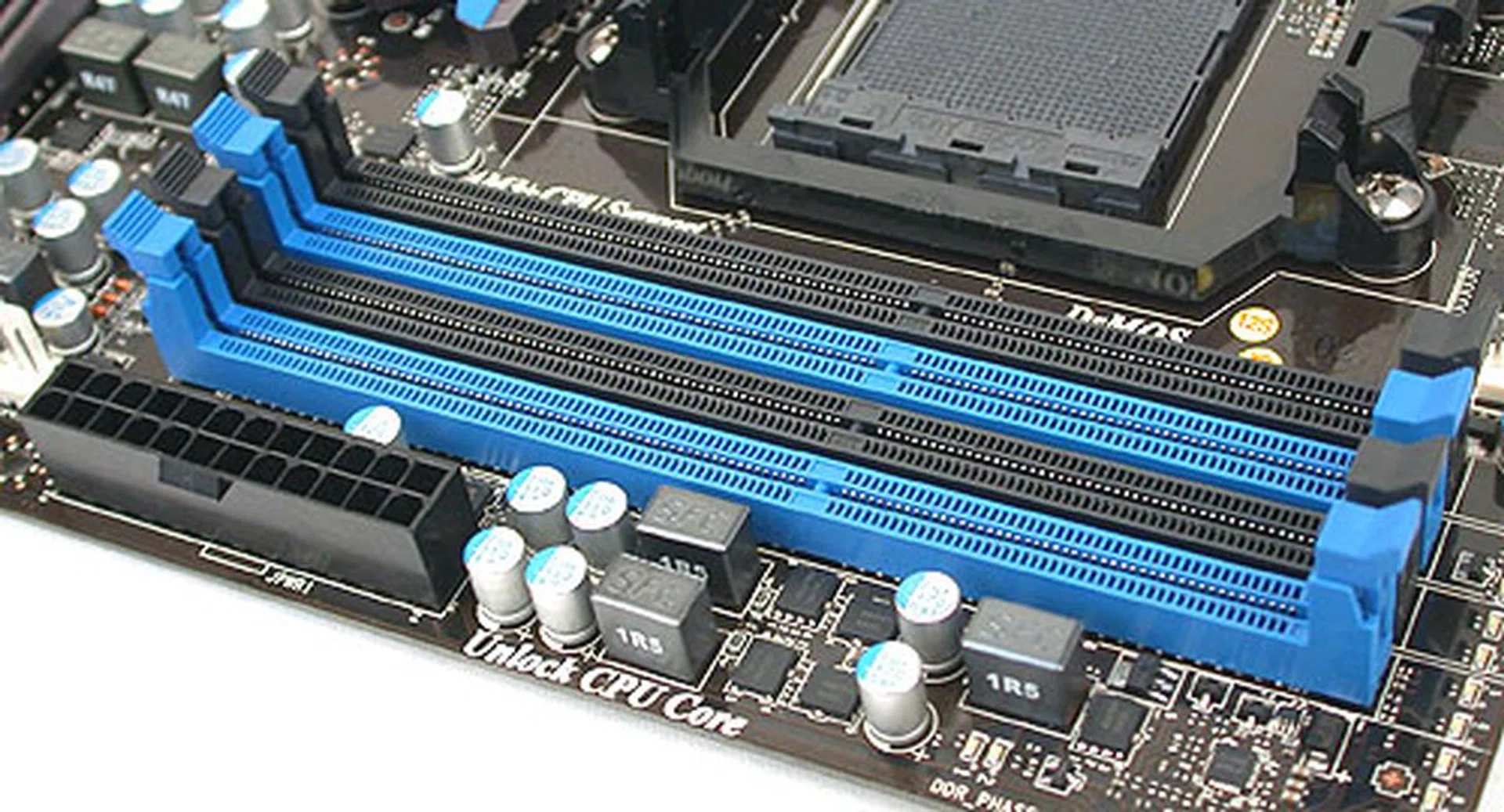 Four DIMM slots that support up to DDR3 2100 (O.C) memory modules. 