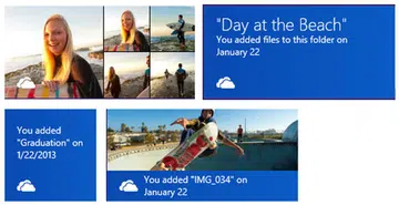  Examples of how a SkyDrive live tile looks like. (Image source: Microsoft.)