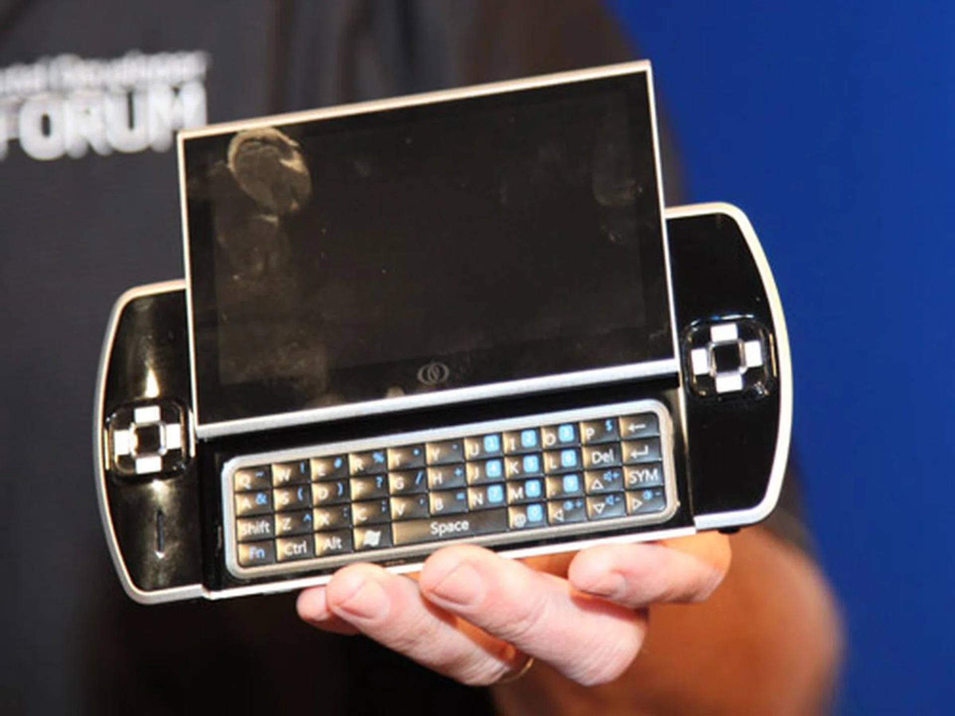 The first public demonstration of an Oak Trail device from a Korean-based gaming company called Ocosmos. The five-inch gaming tablet runs Windows and will be available in South Korea in February next year.