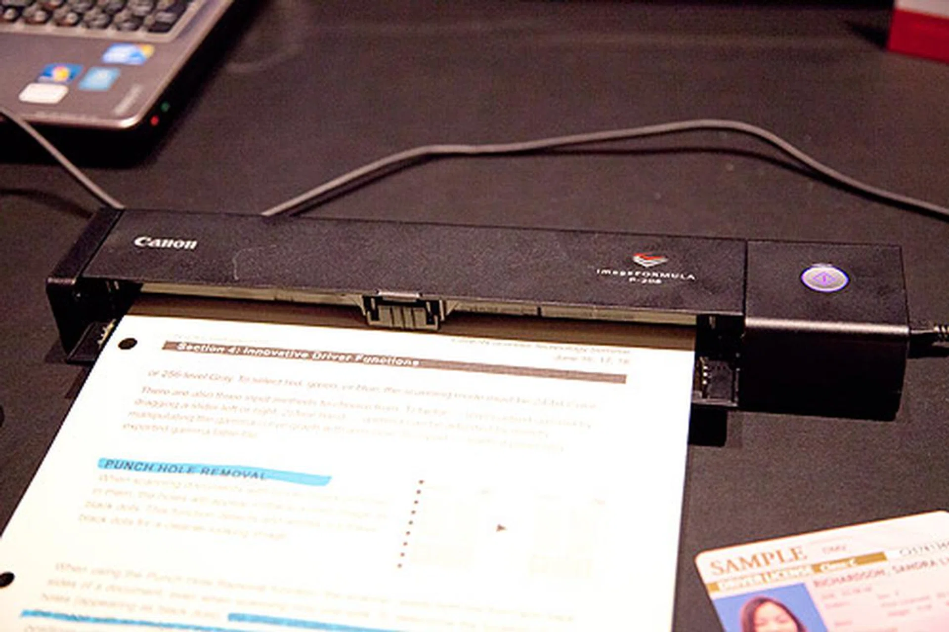 The new Canon imageFORMULA P-208 Scan-tini personal scanner.