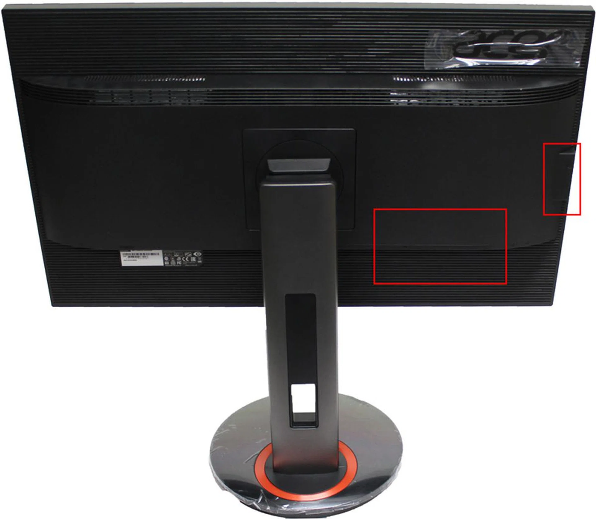 The red rectangles indicate where the USB ports are located.