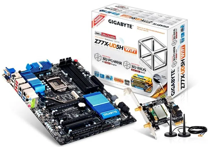 From what we observed from the stock pictures of Gigabyte Z77X-UD5H WiFi board, it supports dual LAN. We also spy the inclusion of D-Sub and DVI connectors.