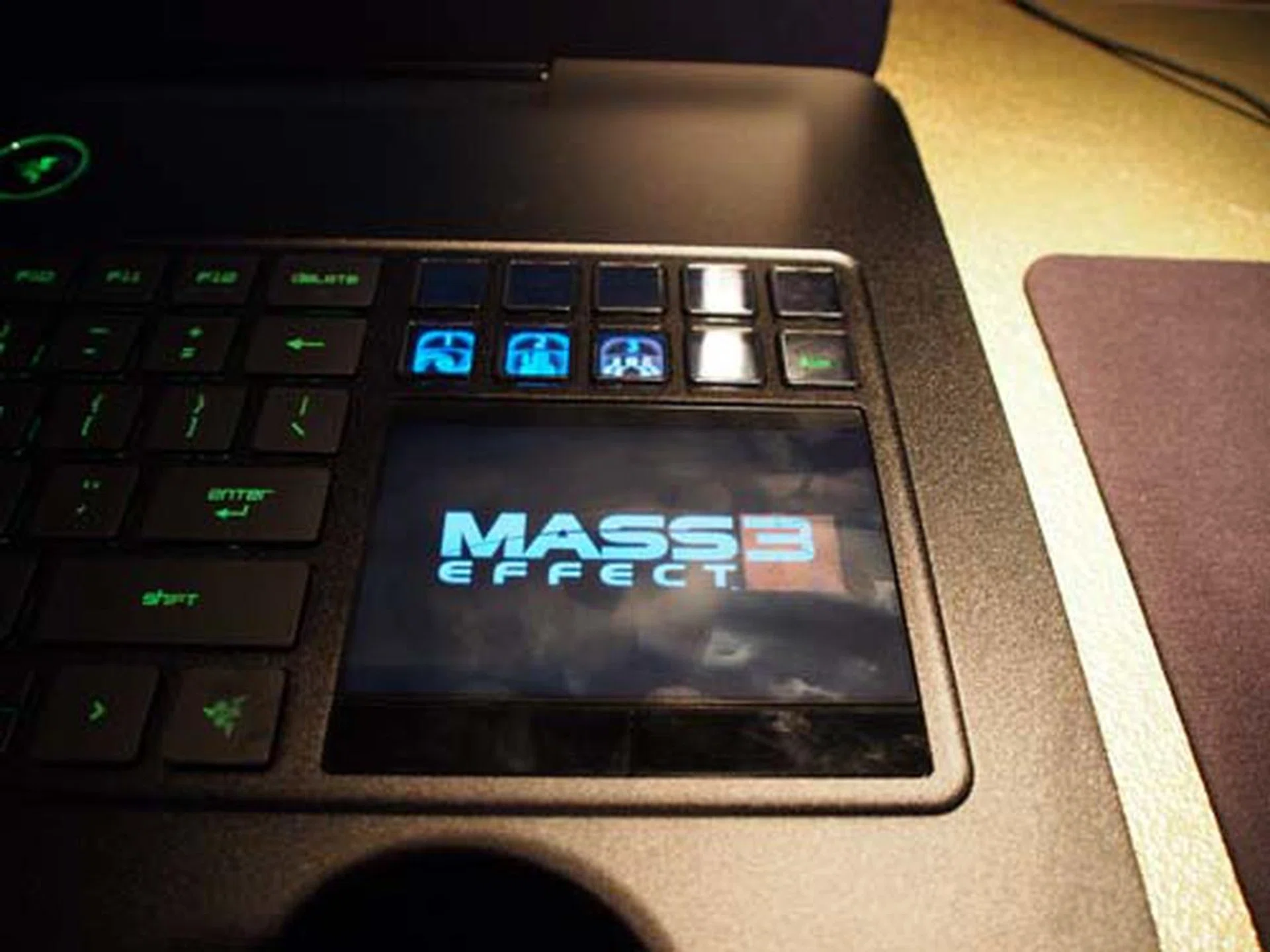 The Switchblade UI touch-screen serves as both a trackpad and secondary display.
