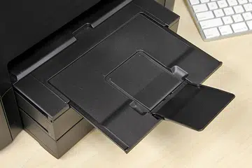 With input and output trays extended, the MB5370's depth can go up to 607mm, so make sure you've enough table space.