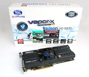 The Sapphire HD 5870 Vapor-X comes in an Arctic white box, and is plastered with stickers proudly proclaiming the new features of the card.