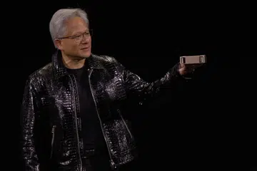 NVIDIA CEO Jensen Huang revealing Project DIGITS, the world's smallest AI supercomputer. Image: HWZ