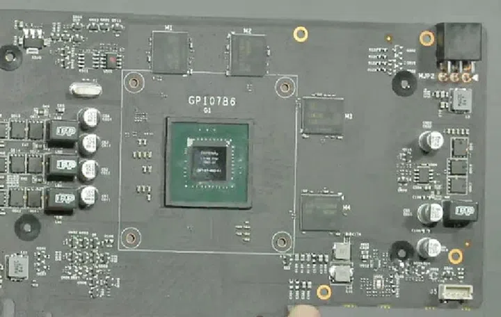 The alleged GeForce GTX 1050 Ti. ((Image source: VideoCardZ)