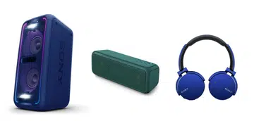 From left to right, Sony GTK-XB7, SRS-XB3, and the MDR-XB650BT.