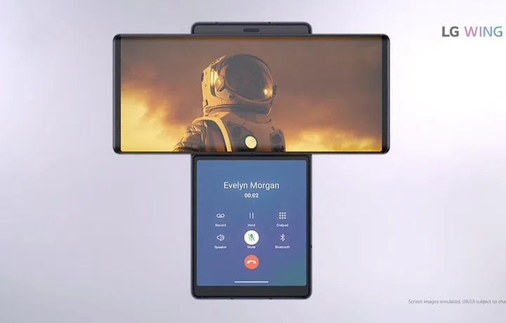 The LG Wing smartphone.