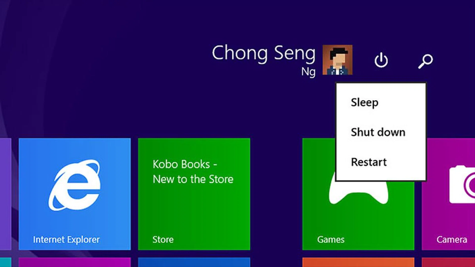 Shut down, Restart, and Sleep commands are literally just a click away.