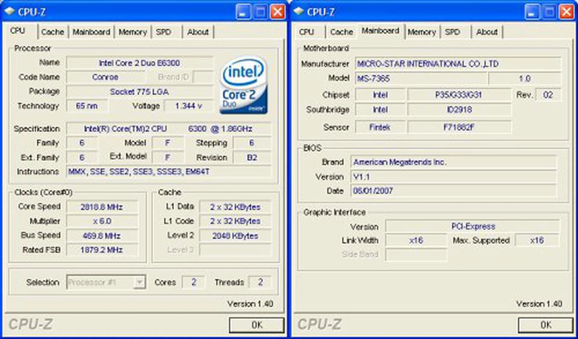 CPU-Z overclocknig screenshot. Click for full size image.
