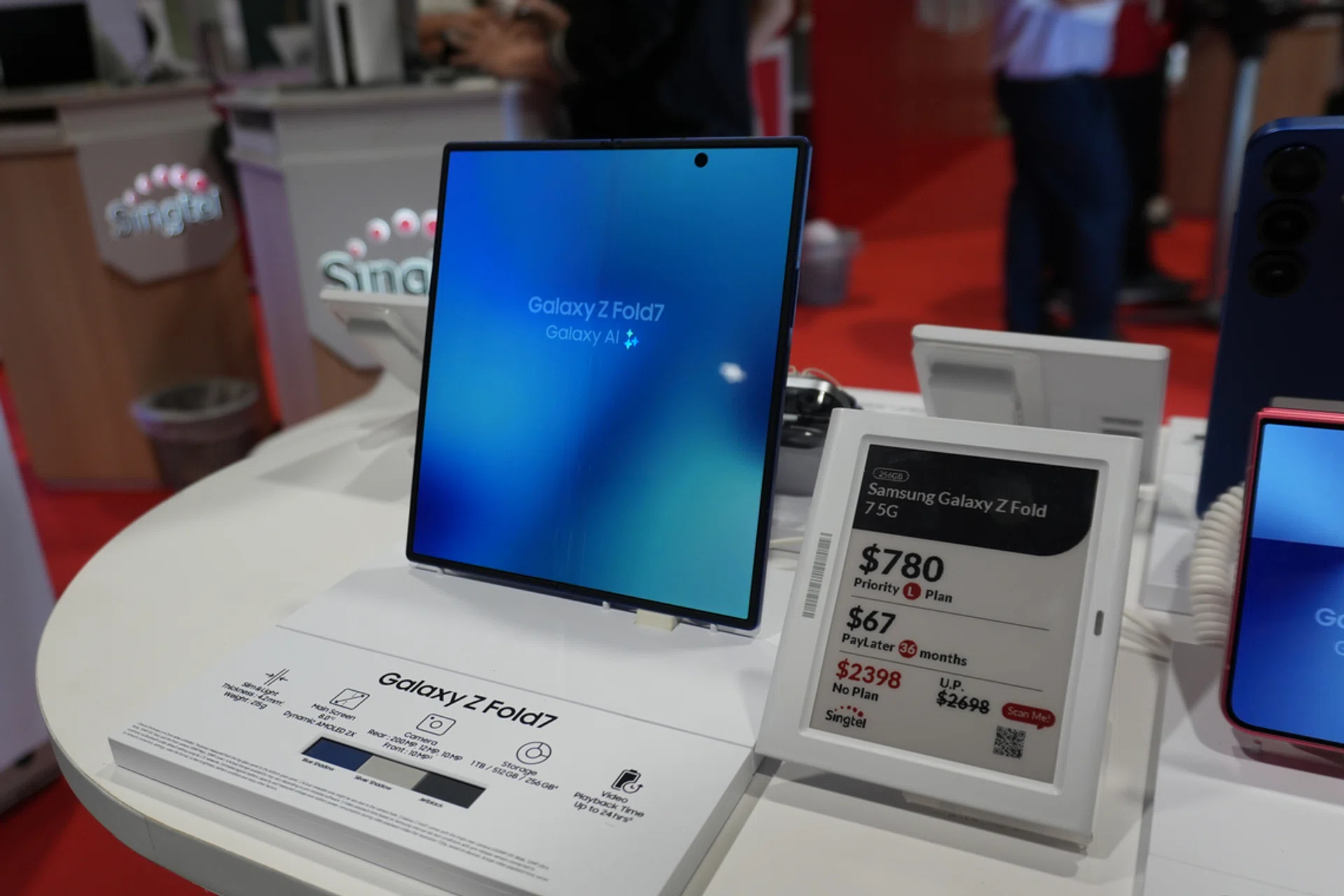 Samsung Galaxy Z Fold 7 on display at the Smart Home Tech Show 2025. 