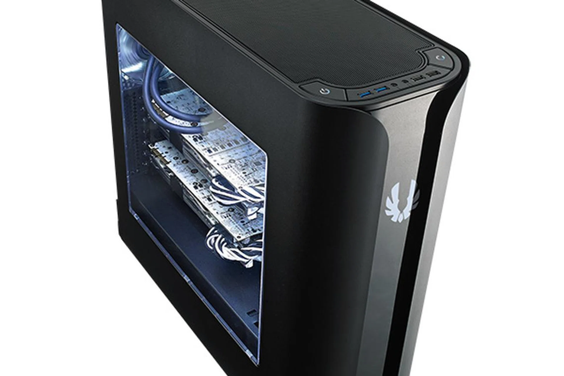 That BitFenix logo you see at the front is actually part of an LCD display, which can be customized with an image of your choosing. (Image Source: BitFenix)